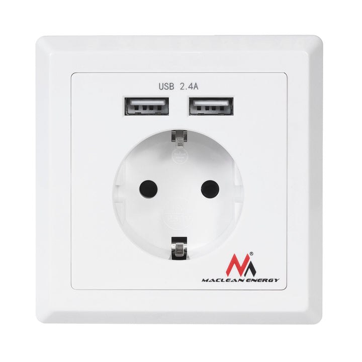 Schuko utičnica Zidna utičnica s 2x USB 2.4A priključka za punjenje 2x USB utičnice USB Schuko sigurnosni priključak ...