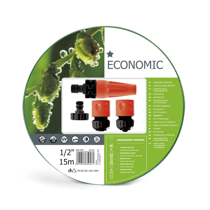 Cellfast Economic 10-101 vrtni set, crijevo 15 m 1/2" s prskalicom