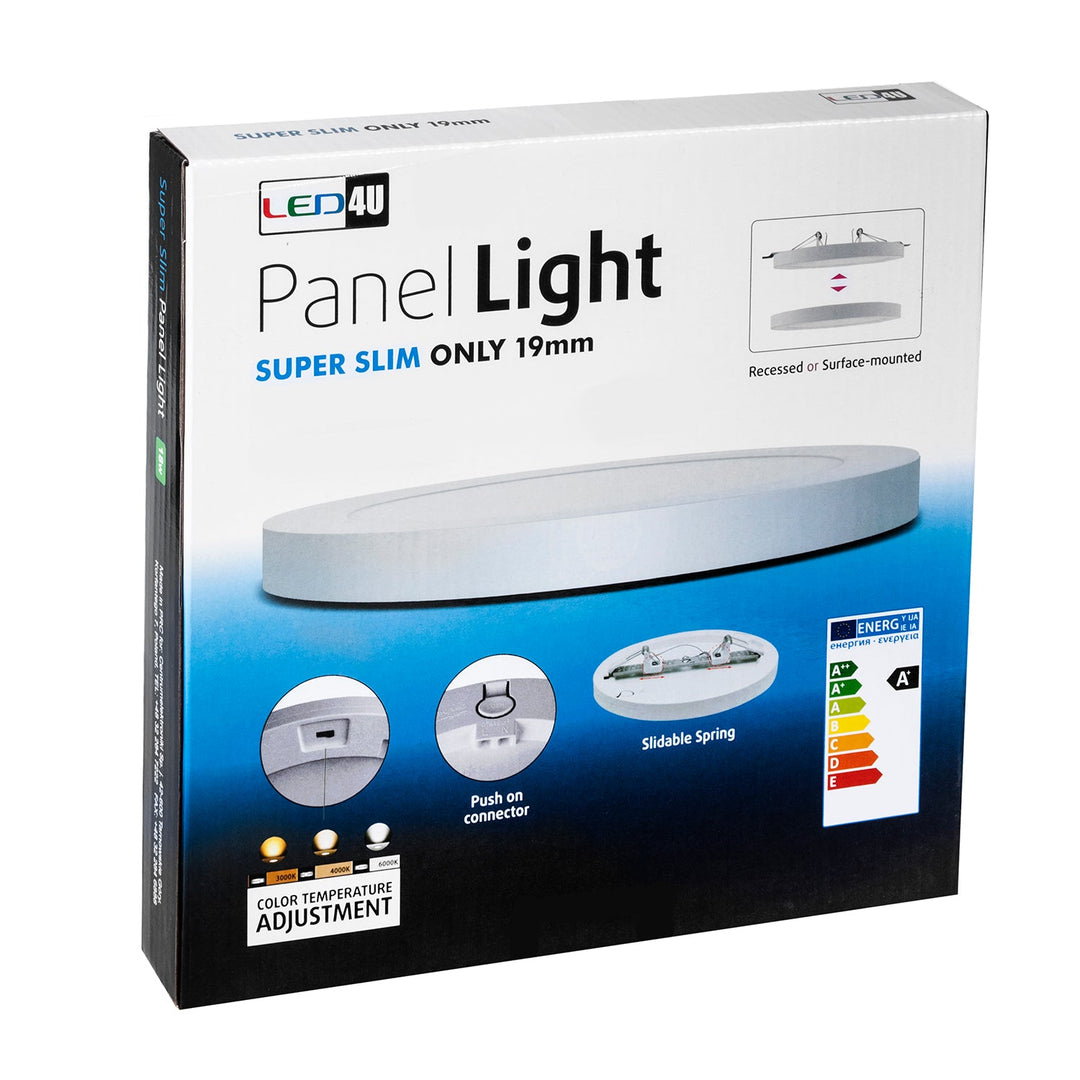 7-u-1 LED stropna ploča, ugradbena, ultra-tanka, 30 W, 3 boje (topla bijela, neutralna bijela, hladna bijela), Led4U LD142 ugrađeni mikrovalni napajanje