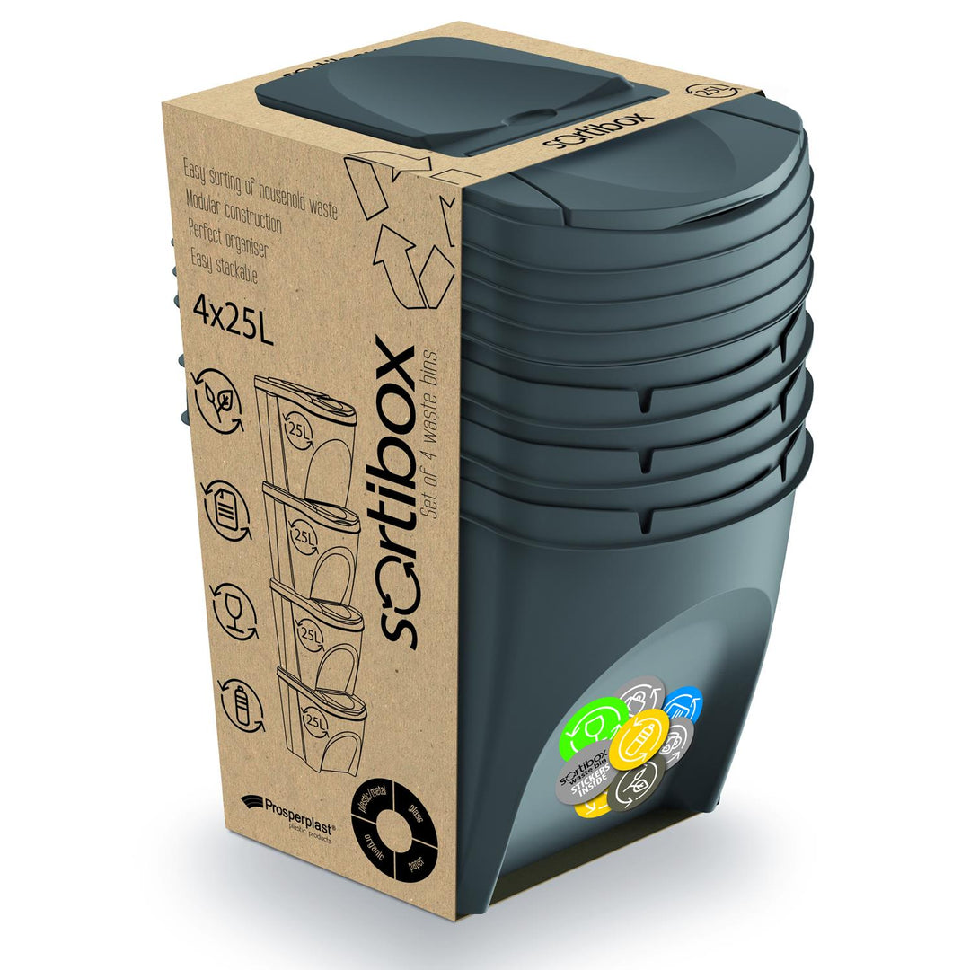 Sortibox 4x25L sivi set košara za razvrstavanje otpada