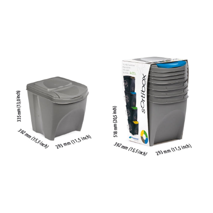Sortibox 4x25L sivi set košara za razvrstavanje otpada