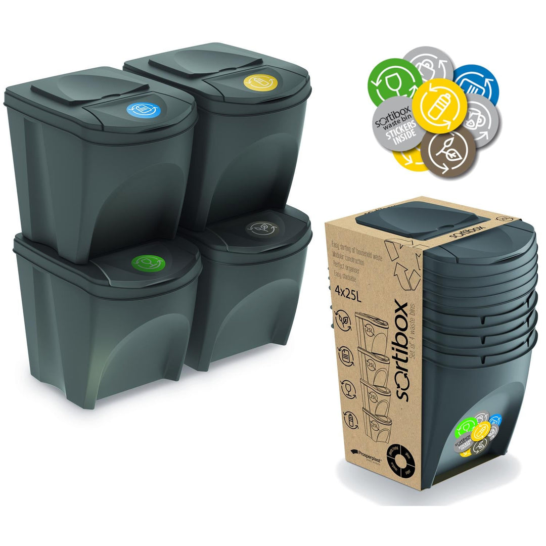 Sortibox 4x25L sivi set košara za razvrstavanje otpada