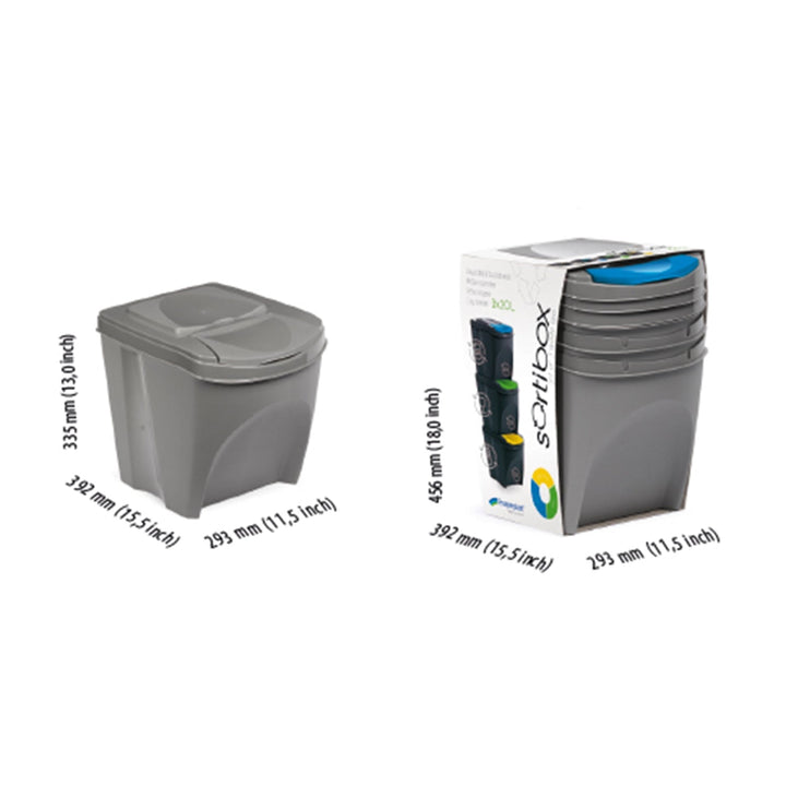 Sortibox set 3x25L siva kanta za razdvajanje otpada
