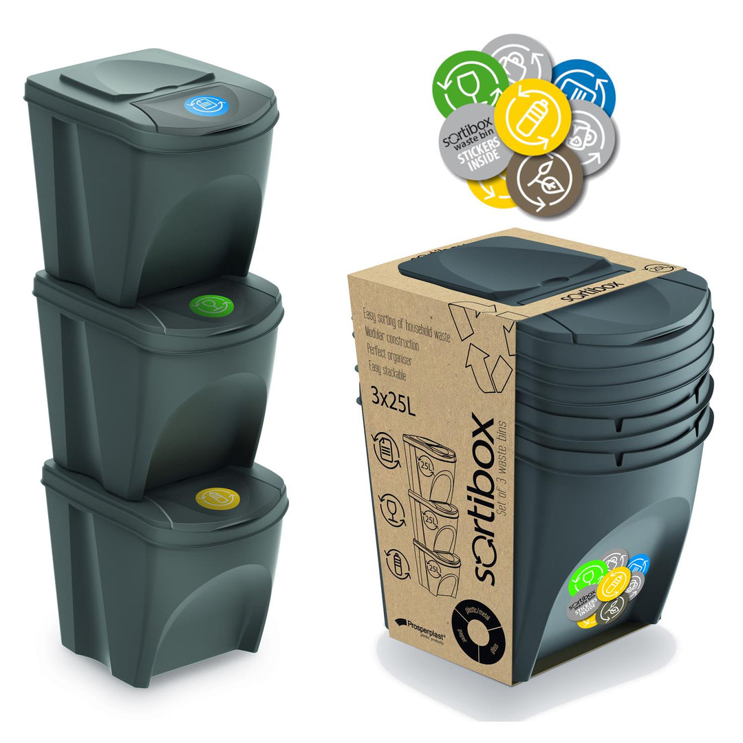 Sortibox set 3x25L siva kanta za razdvajanje otpada
