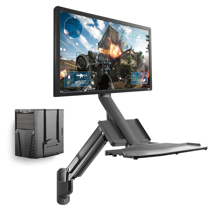 Maclean MC-838 zidni nosač za monitor i tipkovnicu s plinskim opružnikom i držačem računala/CPU-a 17"-32" 9 kg