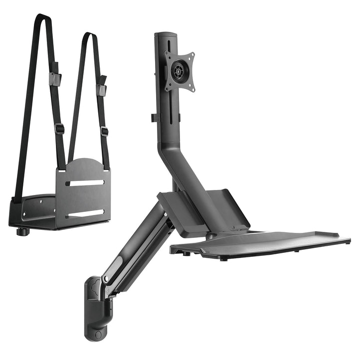 Maclean MC-838 zidni nosač za monitor i tipkovnicu s plinskim opružnikom i držačem računala/CPU-a 17"-32" 9 kg