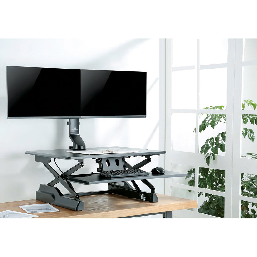 Držač za dva monitora / za dva monitora 17"–27" do 14 kg, Maclean MC-854, VESA 75×75 i 100×100, kompatibilan s MC-848 i MC-849