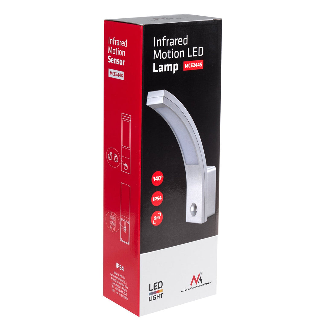LED lampa s infracrvenim senzorom pokreta MCE244 S 750 lm 10 W IP54 Maclean Energy, srebrna boja
