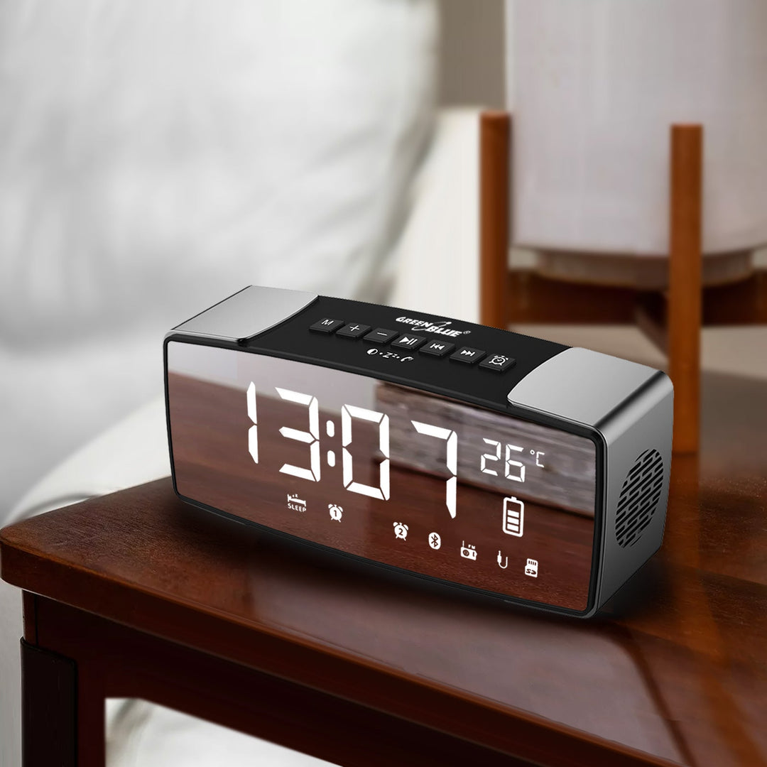 Bluetooth 4.2 radio-budilica, FM, aux-in, 6 W, temperatura, alarm, sat, 2200 mAh baterija GreenBlue GB200
