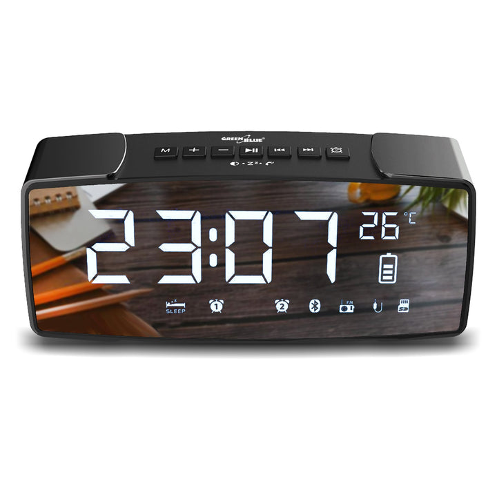 Bluetooth 4.2 radio-budilica, FM, aux-in, 6 W, temperatura, alarm, sat, 2200 mAh baterija GreenBlue GB200