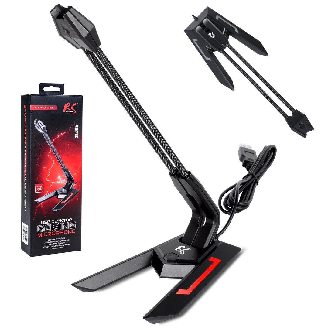 USB gaming mikrofon s LED-om za YouTube streaming, osjetljivost 1,5 m, 21 dB + 3 dB, NanoRS RS710