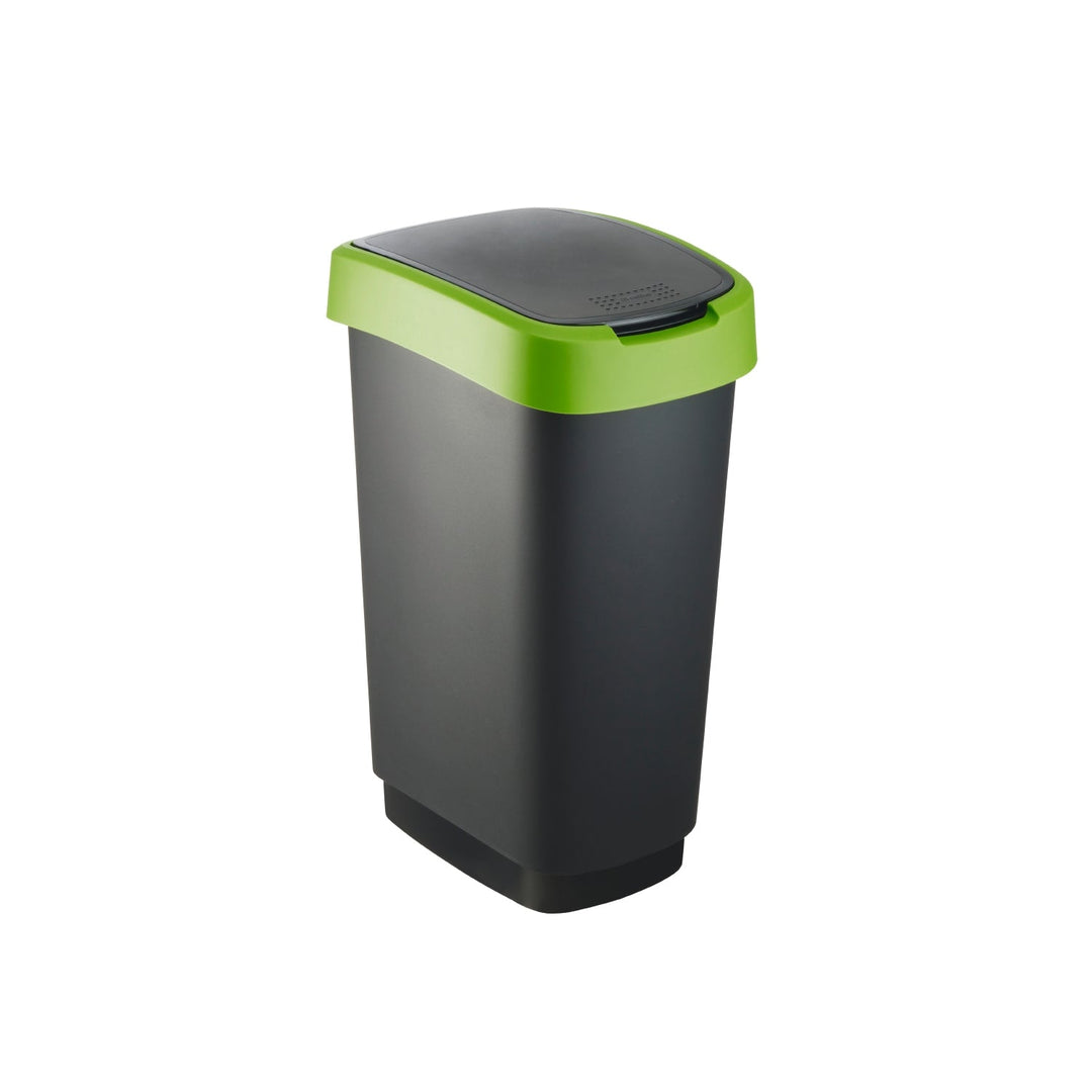 Coș de gunoi 50l cu capac din plastic PP Rotho Twist 50L negru-verde