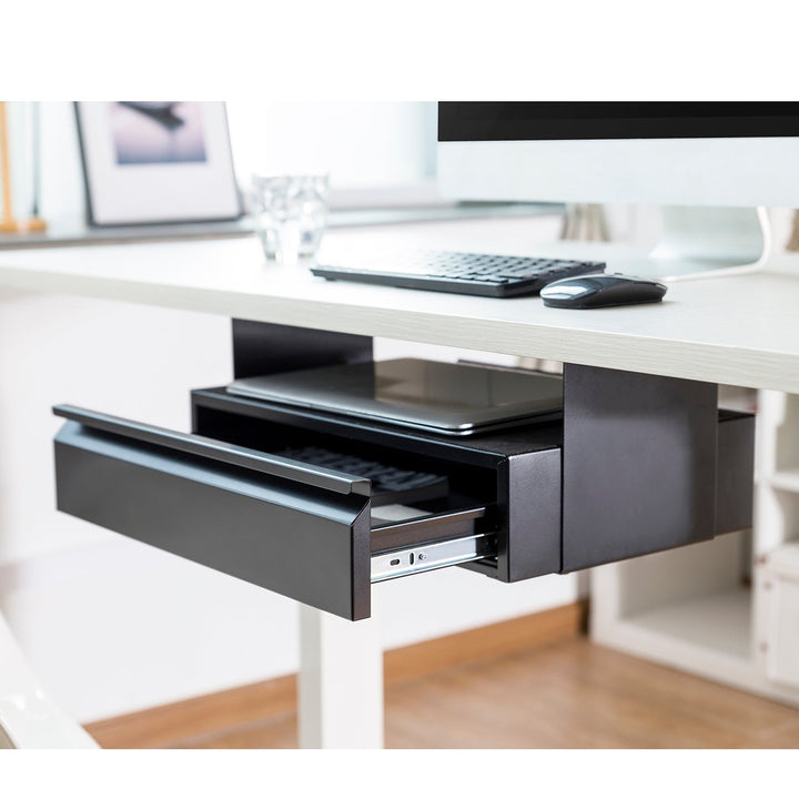 Ergonomski crni organizator ladica ispod stola Maclean MC-875, nosivost do 5 kg