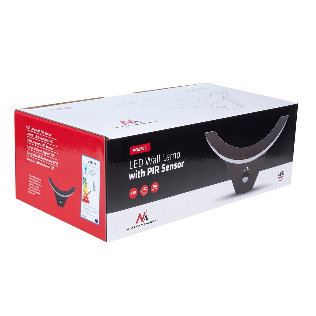 LED lampa s infracrvenim senzorom pokreta MCE290 B 800 lm 10 W IP54 Maclean Energy, crna
