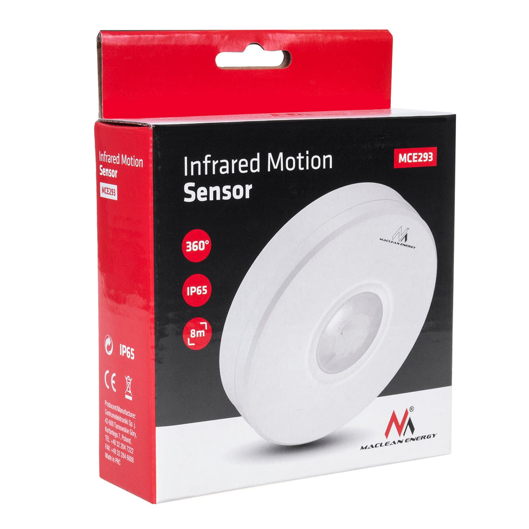 IP65 ravni infracrveni senzor pokreta za vanjsku upotrebu Maclean Energy MCE293 domet 8 m, maksimalno opterećenje 2000 W