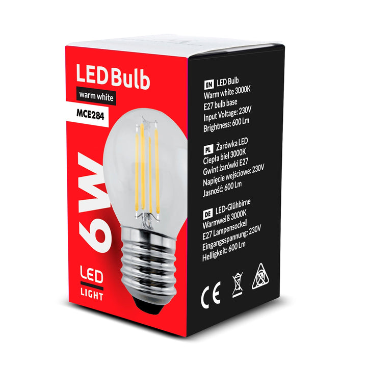 E27 LED žarulja sa žarnom niti, 6W 230V Maclean Energy MCE284 WW topla bijela 3000K 720lm retro Edison dekorativna