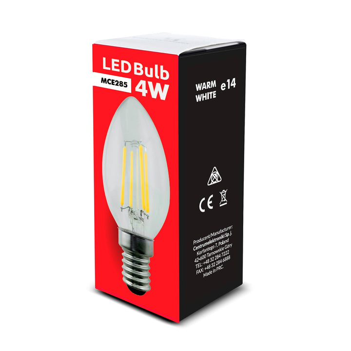 E14 LED žarulja s filamentom, 4 W 230 V Maclean Energy MCE285 WW topla bijela 3000 K 400 lm retro Edison dekorativna svijeća C37