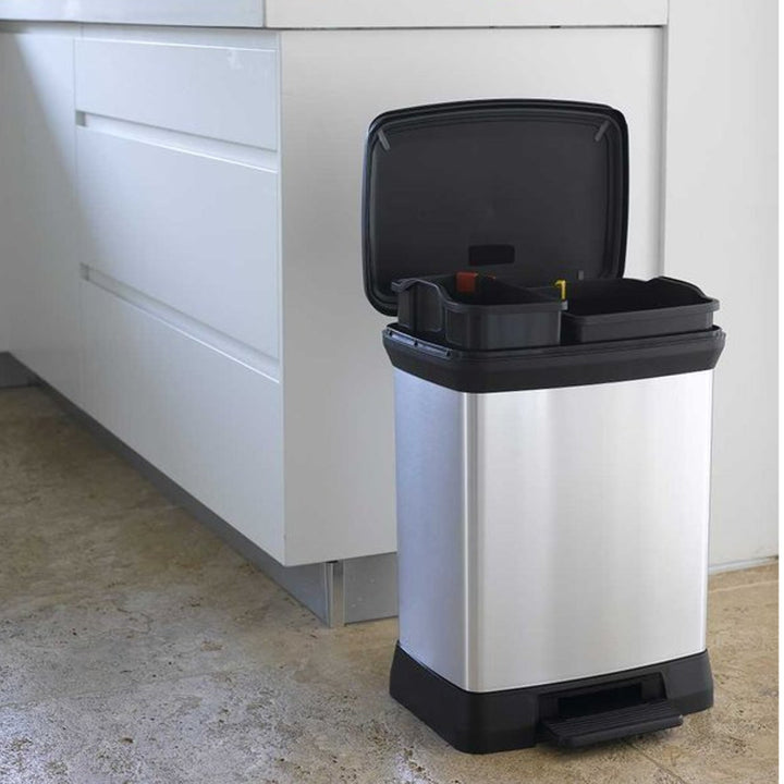 Curver Deco Bin metalizirana kanta za otpatke za razdvajanje, 10+18 L