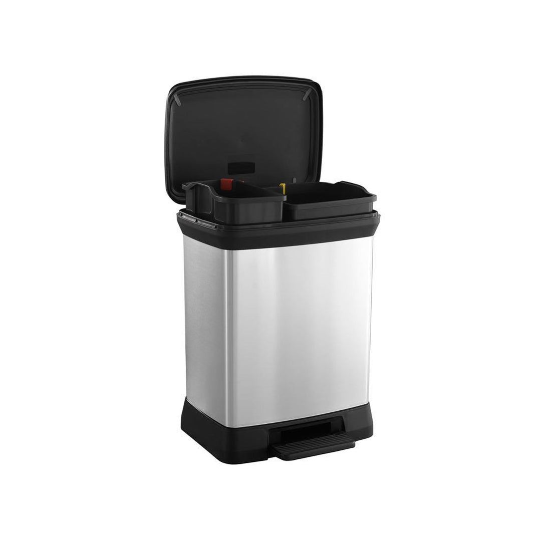 Curver Deco Bin metalizirana kanta za otpatke za razdvajanje, 10+18 L