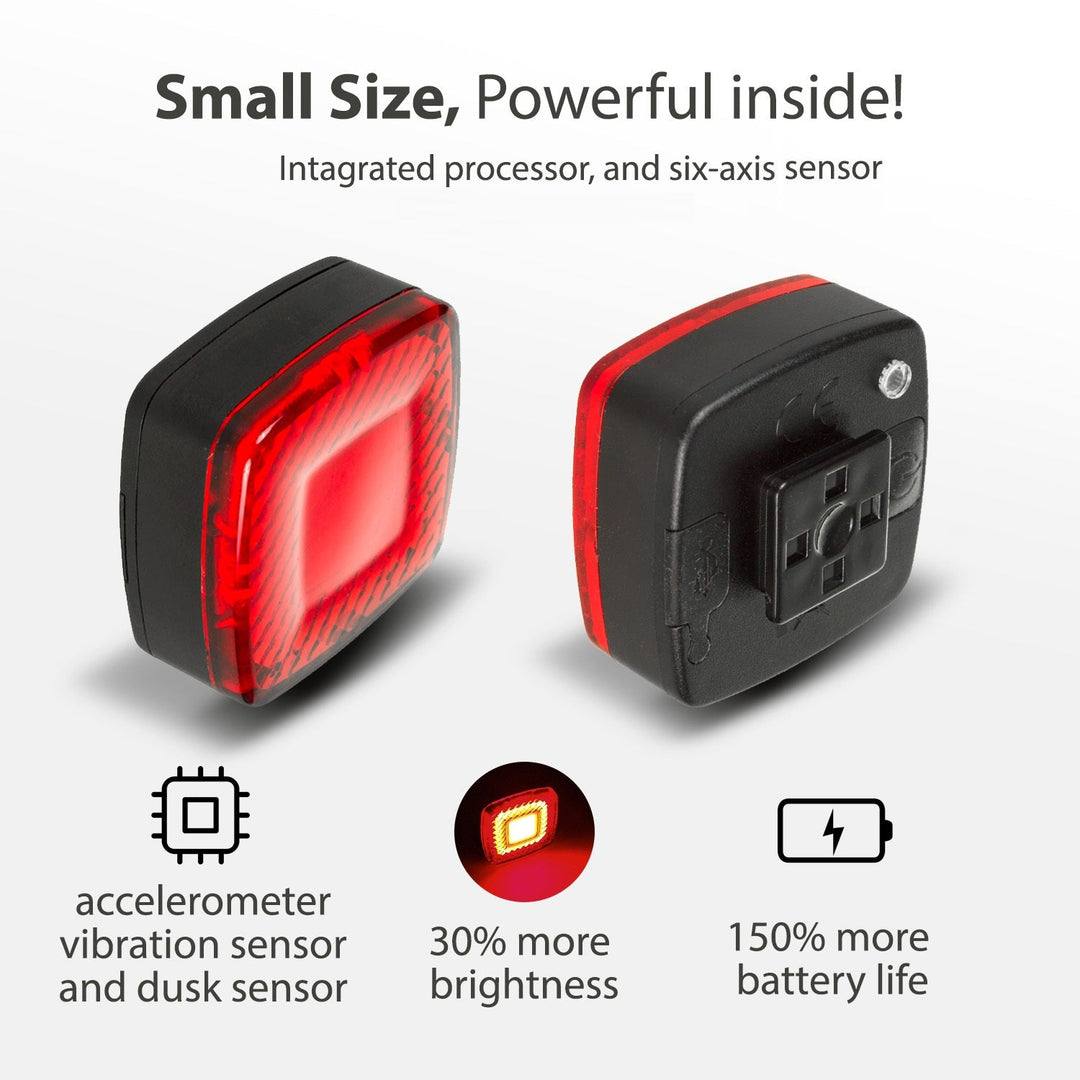 USB stražnje biciklističko svjetlo AUTO STOP senzor sumraka Maclean Energy MCE355 COB LED max. 125 lm baterija 450 mAh