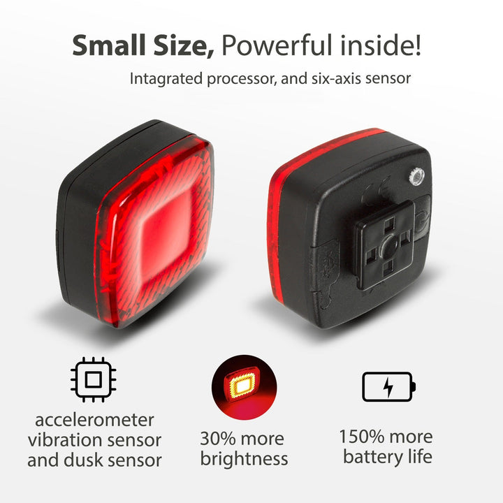 USB stražnje biciklističko svjetlo AUTO STOP senzor sumraka Maclean Energy MCE355 COB LED max. 125 lm baterija 450 mAh
