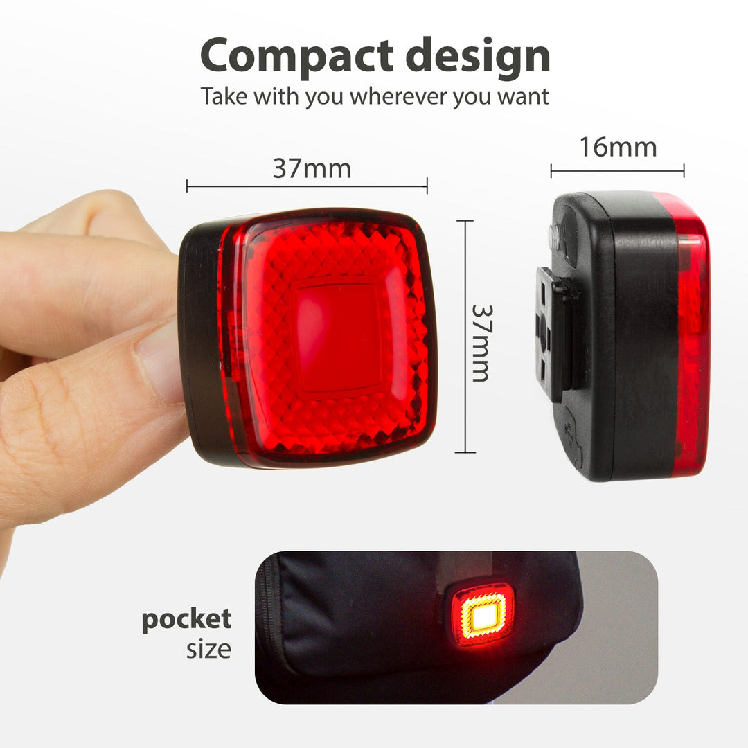 USB stražnje biciklističko svjetlo AUTO STOP senzor sumraka Maclean Energy MCE355 COB LED max. 125 lm baterija 450 mAh
