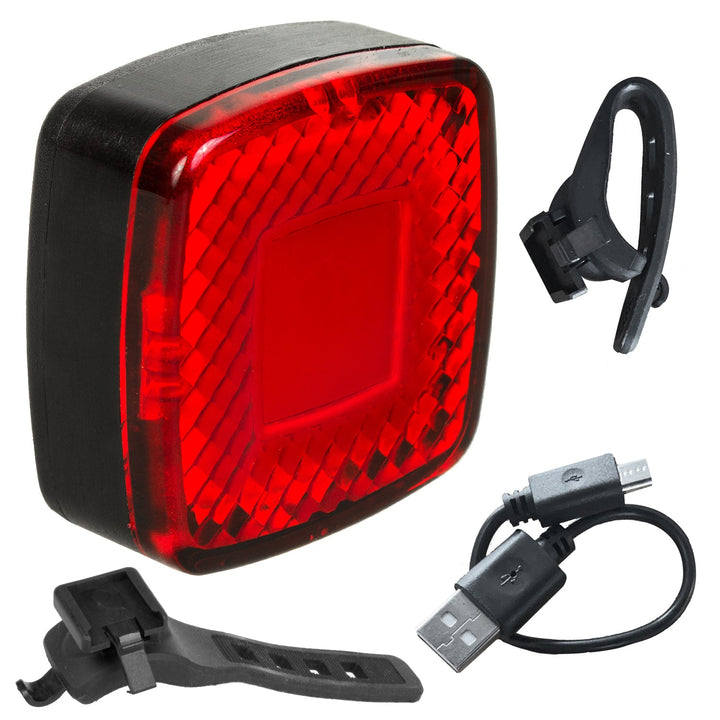 USB stražnje biciklističko svjetlo AUTO STOP senzor sumraka Maclean Energy MCE355 COB LED max. 125 lm baterija 450 mAh