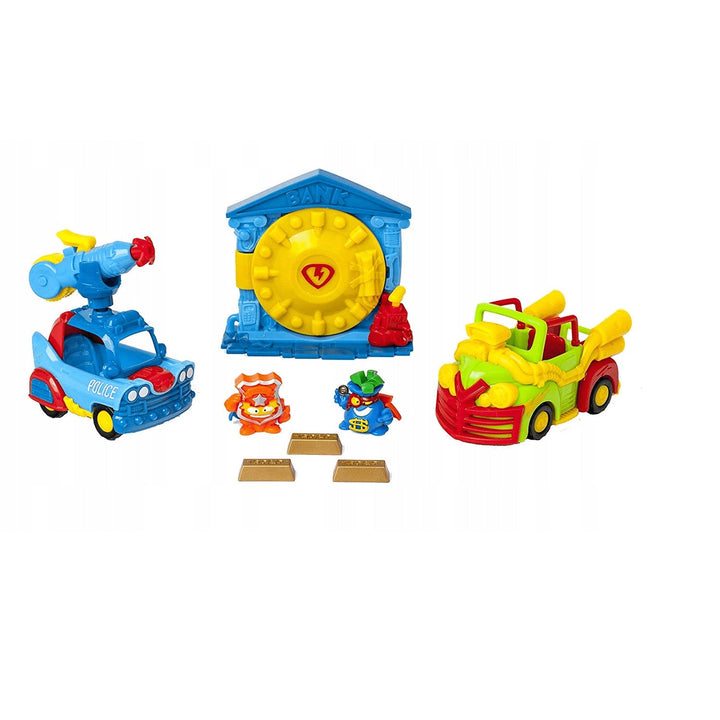 MagicBox PSZSB216IN40 SuperZings Misiune 4: Asalt la bancă Set 2 figurine Super-erou Răufăcător Vehicul