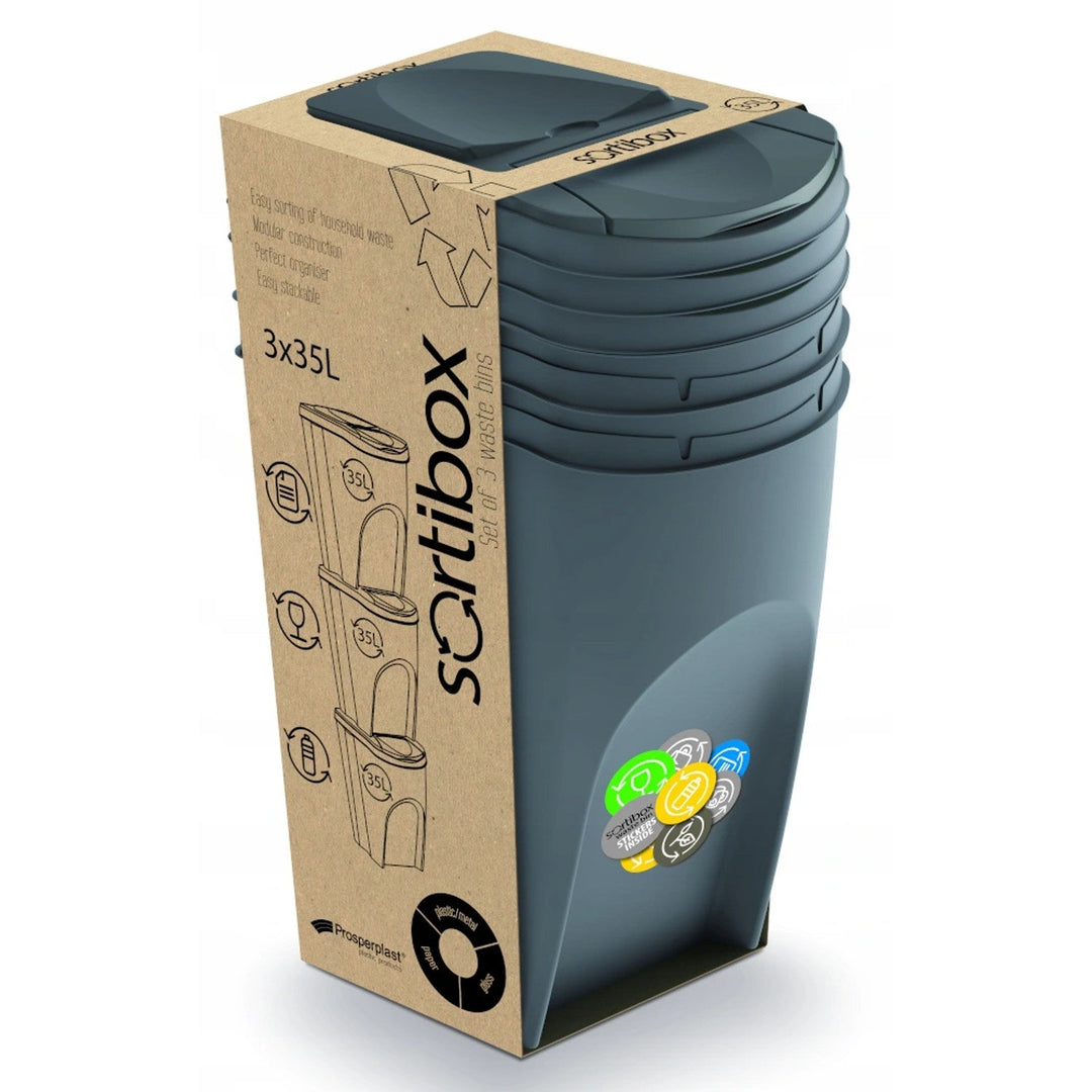 Sortibox 3x35L set siva kanta za razdvajanje otpada
