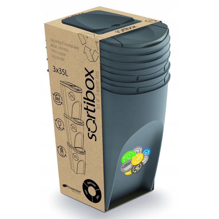 Sortibox 3x35L set siva kanta za razdvajanje otpada