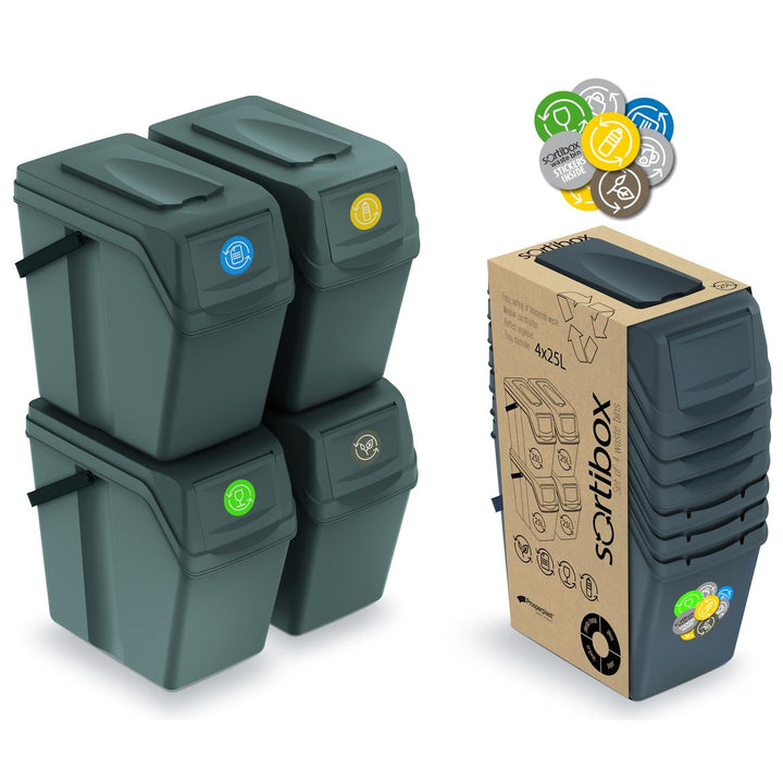 Sortibox 4x25L set siva kanta za razdvajanje otpada ISWB25S4