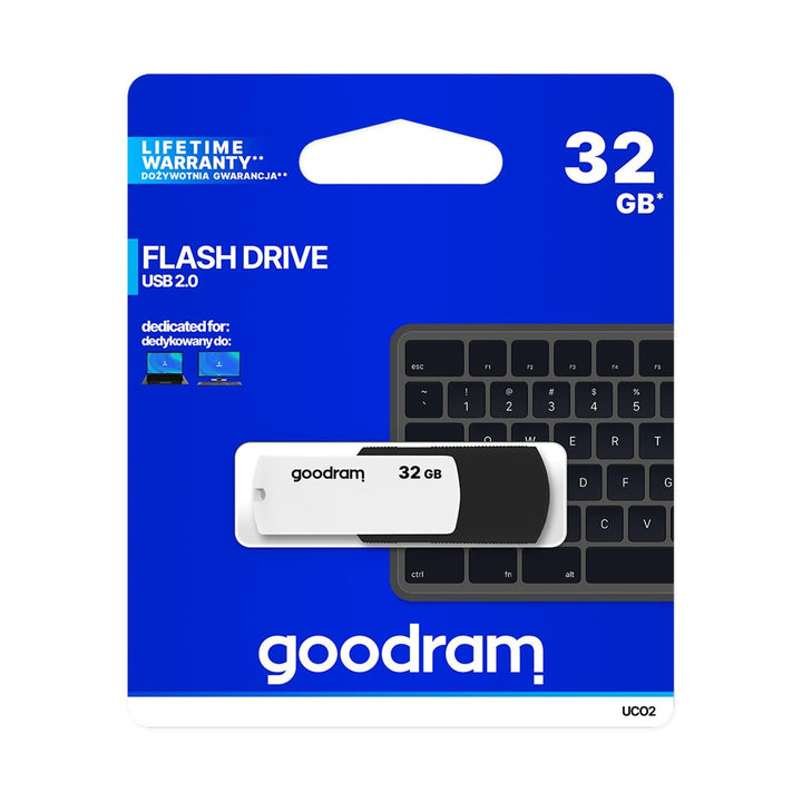 USB 2.0 Unitate flash USB 2.0 32GB alb-negru cu închidere rotativă Goodram