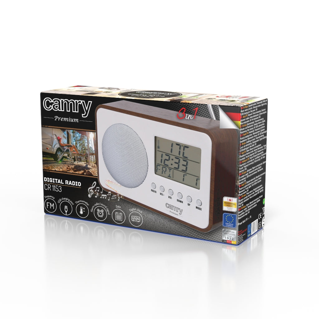 Camry digitalni radio, retro, LCD zaslon, alarmno zvono, CR 1153