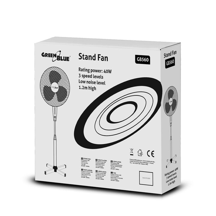 GreenBlue stoni ventilator, 40 W, s 3 postavke protoka zraka, visina 1,20 m, kabel 1,5 m, GB560