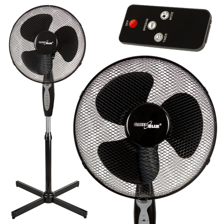 GreenBlue 40W podni ventilator s 3 postavke brzine, visina 1,25 m, kabel duljine 1,5 m, daljinski upravljač i tajmer do 7,5 sati GB580