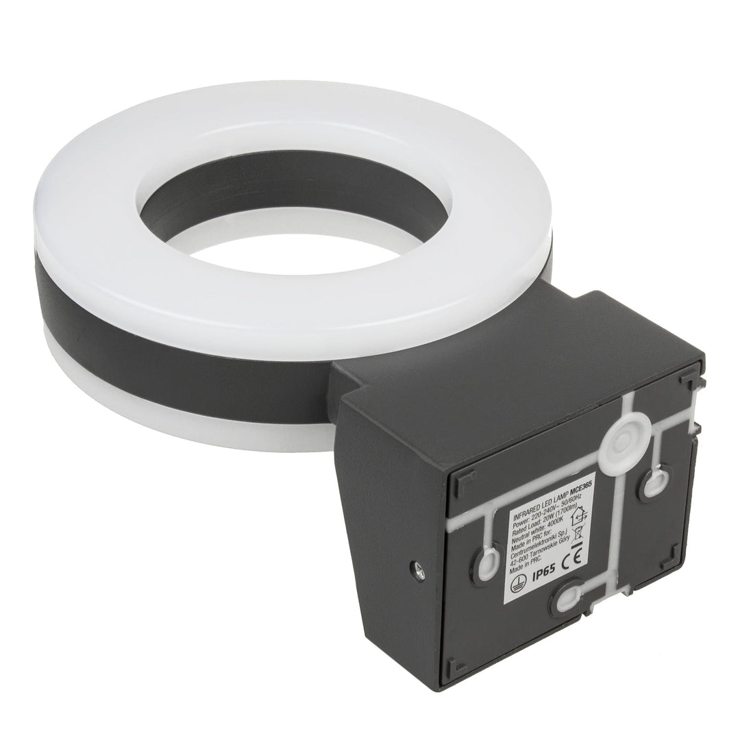 Maclean Energy MCE365 zidna LED lampa s PIR senzorom - PC+ALU, 20W (1700 lm), neutralno bijela 4000 K, IP65, siva