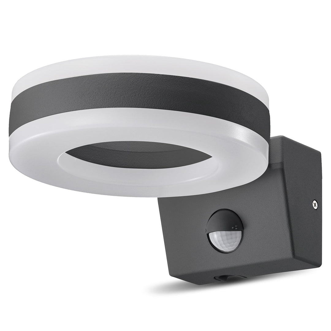 Maclean Energy MCE365 zidna LED lampa s PIR senzorom - PC+ALU, 20W (1700 lm), neutralno bijela 4000 K, IP65, siva