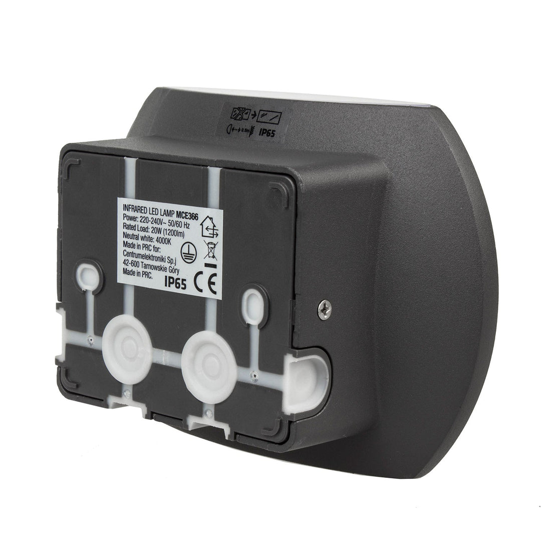 Maclean Energy MCE366 zidna LED lampa s PIR senzorom - PC+ALU, 20W (1600 lm), neutralno bijela 4000 K, IP65, siva