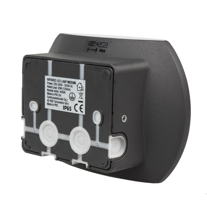 Maclean Energy MCE366 zidna LED lampa s PIR senzorom - PC+ALU, 20W (1600 lm), neutralno bijela 4000 K, IP65, siva
