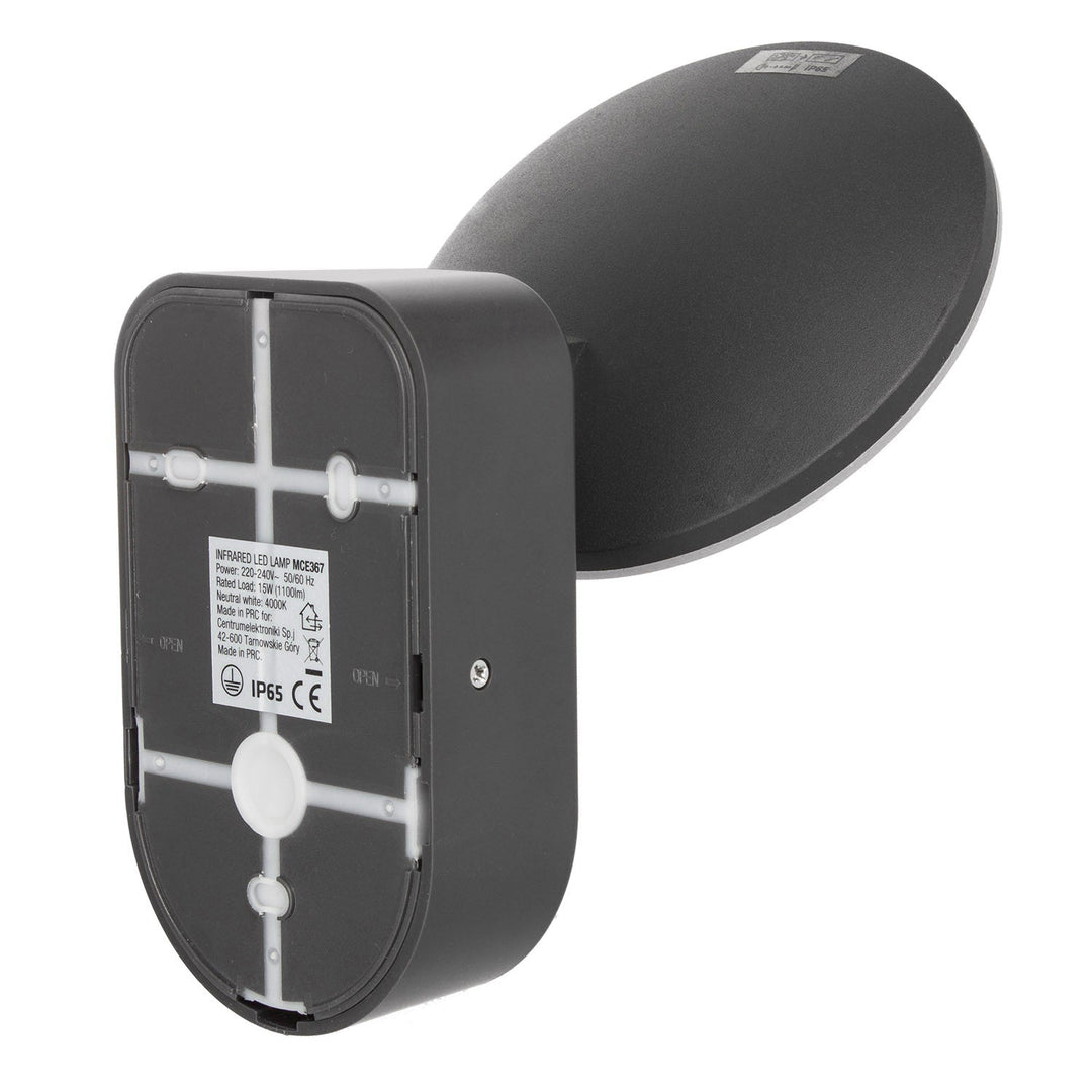Maclean Energy MCE367 zidna LED lampa s PIR senzorom - PC+ALU, 15W (1100 lm), neutralno bijela 4000 K, IP65, siva