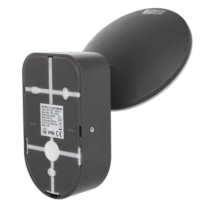 Maclean Energy MCE367 zidna LED lampa s PIR senzorom - PC+ALU, 15W (1100 lm), neutralno bijela 4000 K, IP65, siva