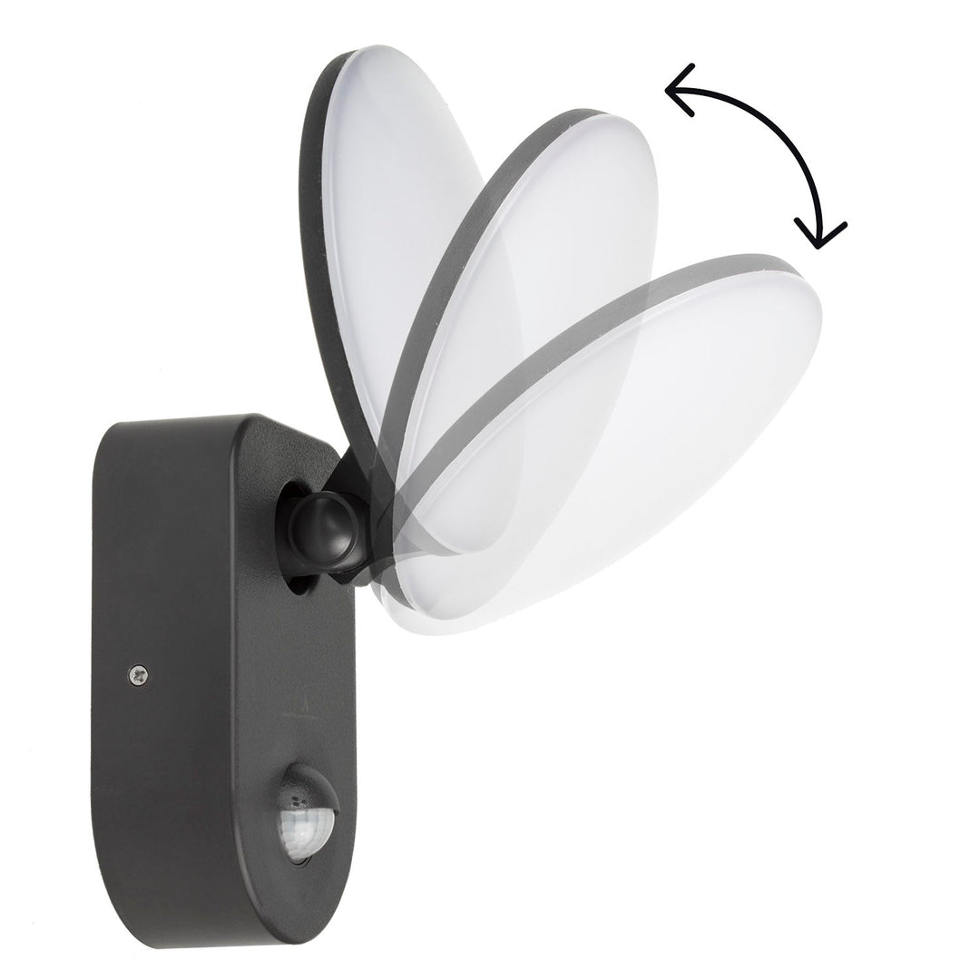 Maclean Energy MCE367 zidna LED lampa s PIR senzorom - PC+ALU, 15W (1100 lm), neutralno bijela 4000 K, IP65, siva