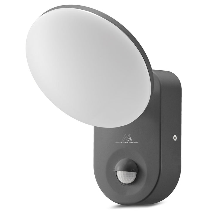 Maclean Energy MCE367 zidna LED lampa s PIR senzorom - PC+ALU, 15W (1100 lm), neutralno bijela 4000 K, IP65, siva