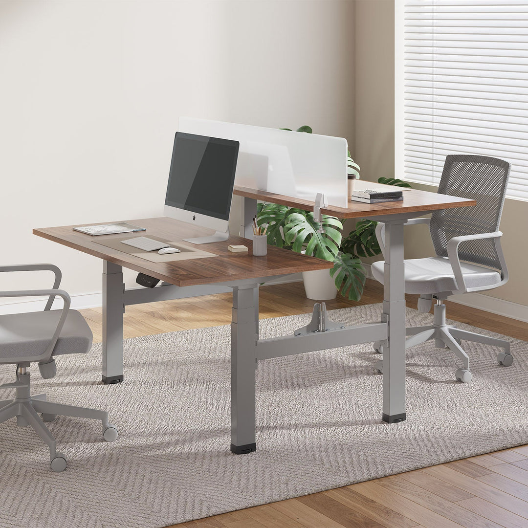 Ergo Office dvostruki električni stol s podesivom visinom, maksimalna visina 128 cm, maksimalna nosivost 125 kg x2, bez stajaće/sjedeće radne ploče (2 dijela), sivi, ER-404G