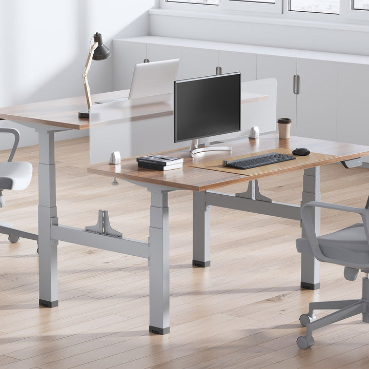 Ergo Office dvostruki električni stol s podesivom visinom, maksimalna visina 128 cm, maksimalna nosivost 125 kg x2, bez stajaće/sjedeće radne ploče (2 dijela), sivi, ER-404G