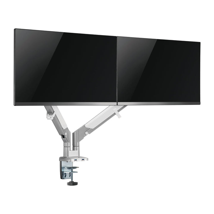 Suport monitor dublu, cu arc pe gaz, ER-406, reglabil pe inaltime, inclinare, rotatie, gri