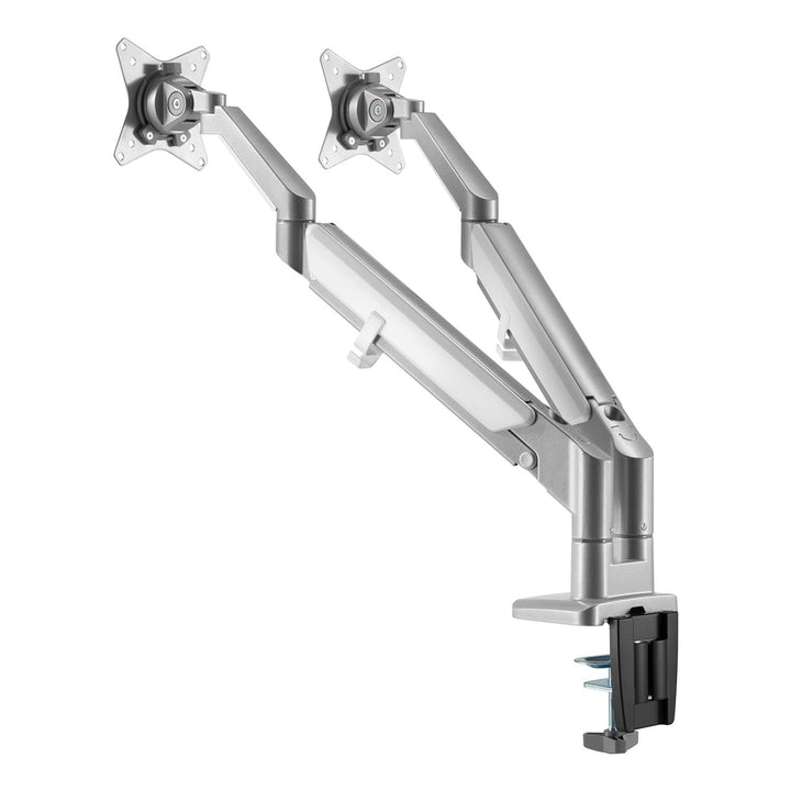 Suport monitor dublu, cu arc pe gaz, ER-406, reglabil pe inaltime, inclinare, rotatie, gri