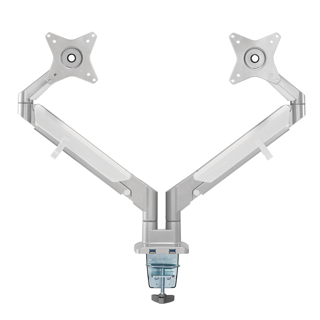 Suport monitor dublu, cu arc pe gaz, ER-406, reglabil pe inaltime, inclinare, rotatie, gri