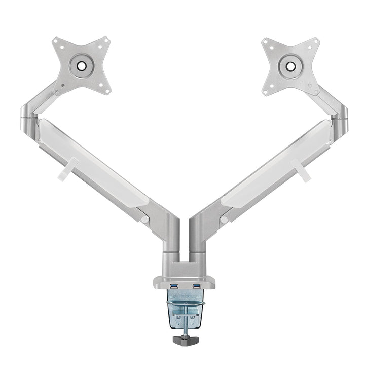 Suport monitor dublu, cu arc pe gaz, ER-406, reglabil pe inaltime, inclinare, rotatie, gri