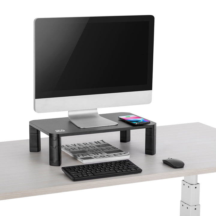 Ergo Office stalak za monitor, podesiv, s Qi bežičnim punjačem, max. 20 kg, 17–32", ER-415